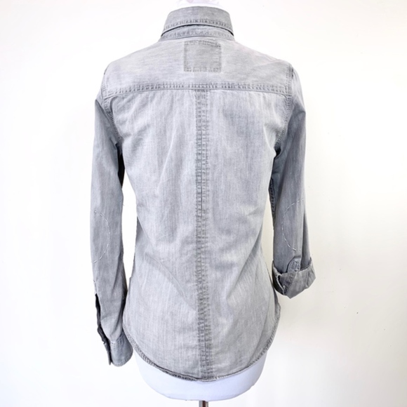 Joe’s Jeans The Shirt Sexy Single Pocket Distressed Gray Button Down Shirt - Picture 5 of 6